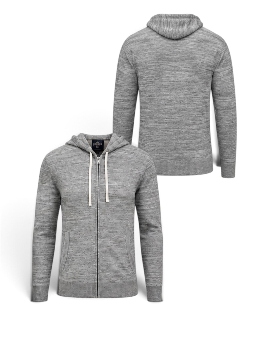 Kolby Supply Co. Grey Space Dye Knit Full Zip Hoodie Sweater Jacket Large L/G